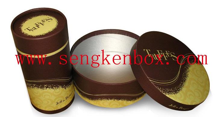 Rolled Edge Cylinder Chocolate Truffles Packaging Paper Hat Storage Boxes
