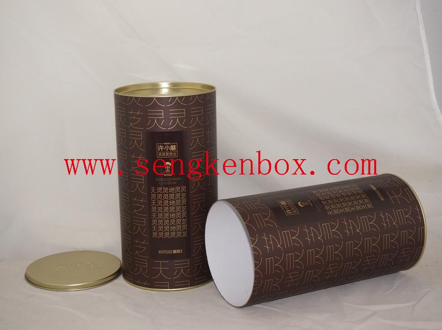 Lucid Ganoderma Packaging Paper Tube with Insert Flat Pry Cover