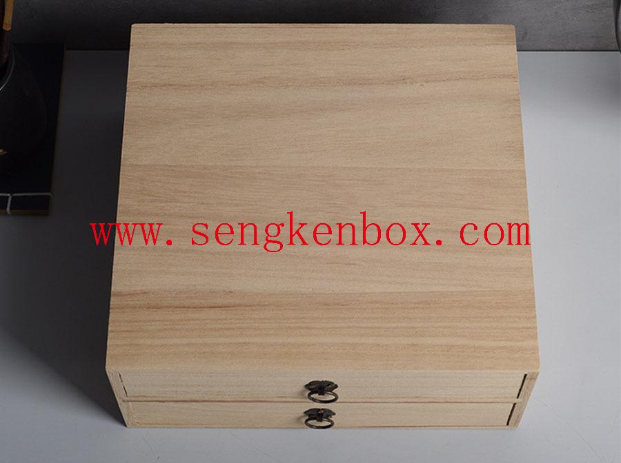 Packaging Wooden Box With Double Drawer