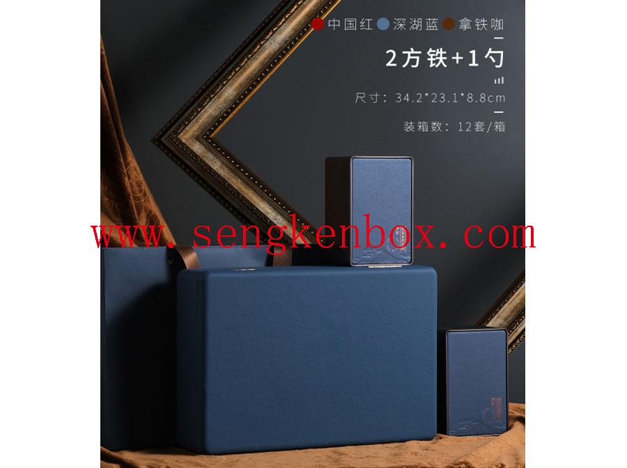Posizionare la scatola di cuoio quadrata per l'imballaggio del tè in ferro