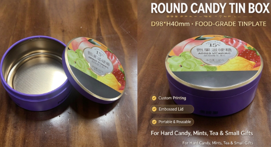 Mint Sweets Round Metal Tin Box