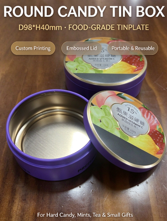 Wedding Favor Round Tin Gift Box