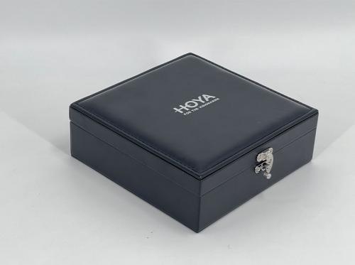 Black Wooden Leather Box With Fixed Separated