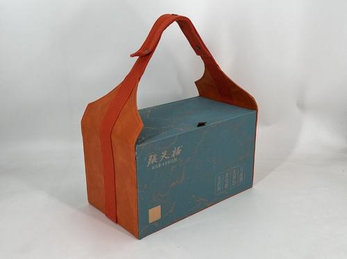 OEM e ODM Double Celadon Tea Jar Gift Box with Leather Handle in vendita