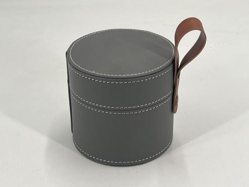 OEM e ODM Round leather box with handle for ceramic jar packaging in vendita