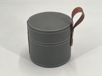 OEM e ODM Round leather box with handle for ceramic jar packaging in vendita