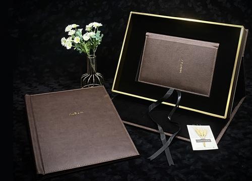 OEM e ODM Wholesale leather wedding album collection with ribbon gift box in vendita