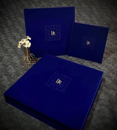 OEM e ODM Exquisite premium flocking wedding album with display storage box in vendita