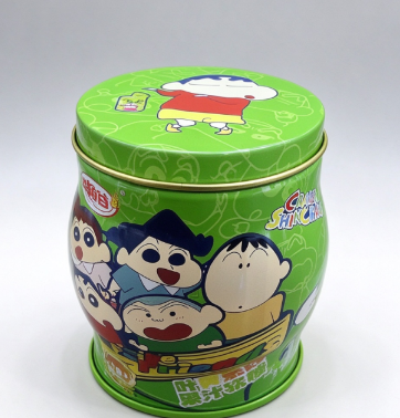 Barattolo di Latta a Forma di Tamburo in Vita di Crayon Shin-Chan: Confezione in Latta per Alimenti a Tema Cartone Animato Personalizzata per Caramelle